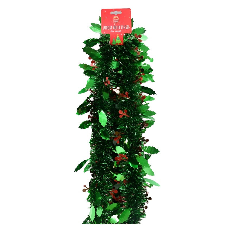 2m DELUXE HOLLY TINSEL