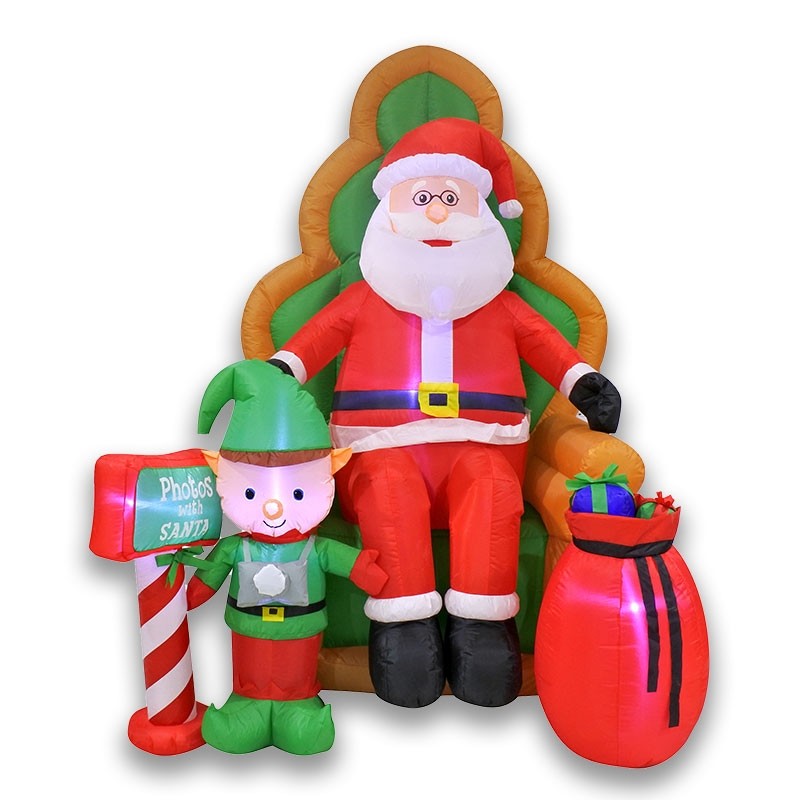 1.8m INFLATABLE SANTA ON THRONE